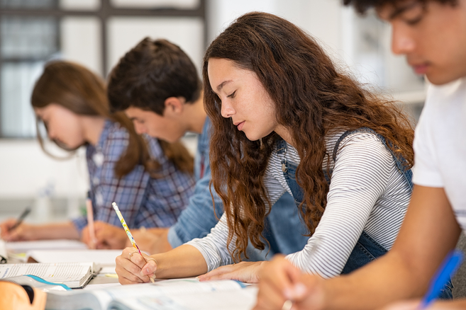 Students writing